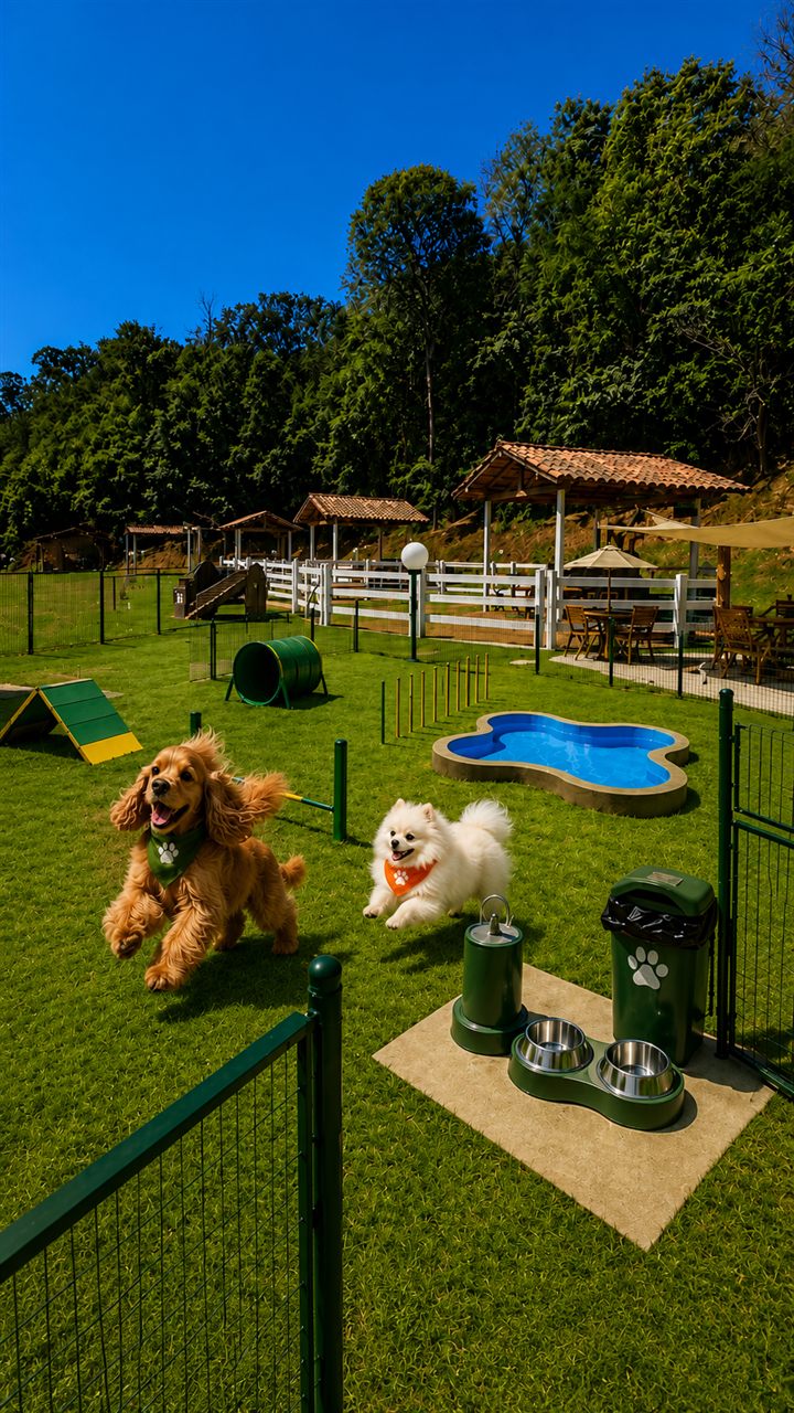 Área exclusiva na Fazendinha com piscina para cãezinhos