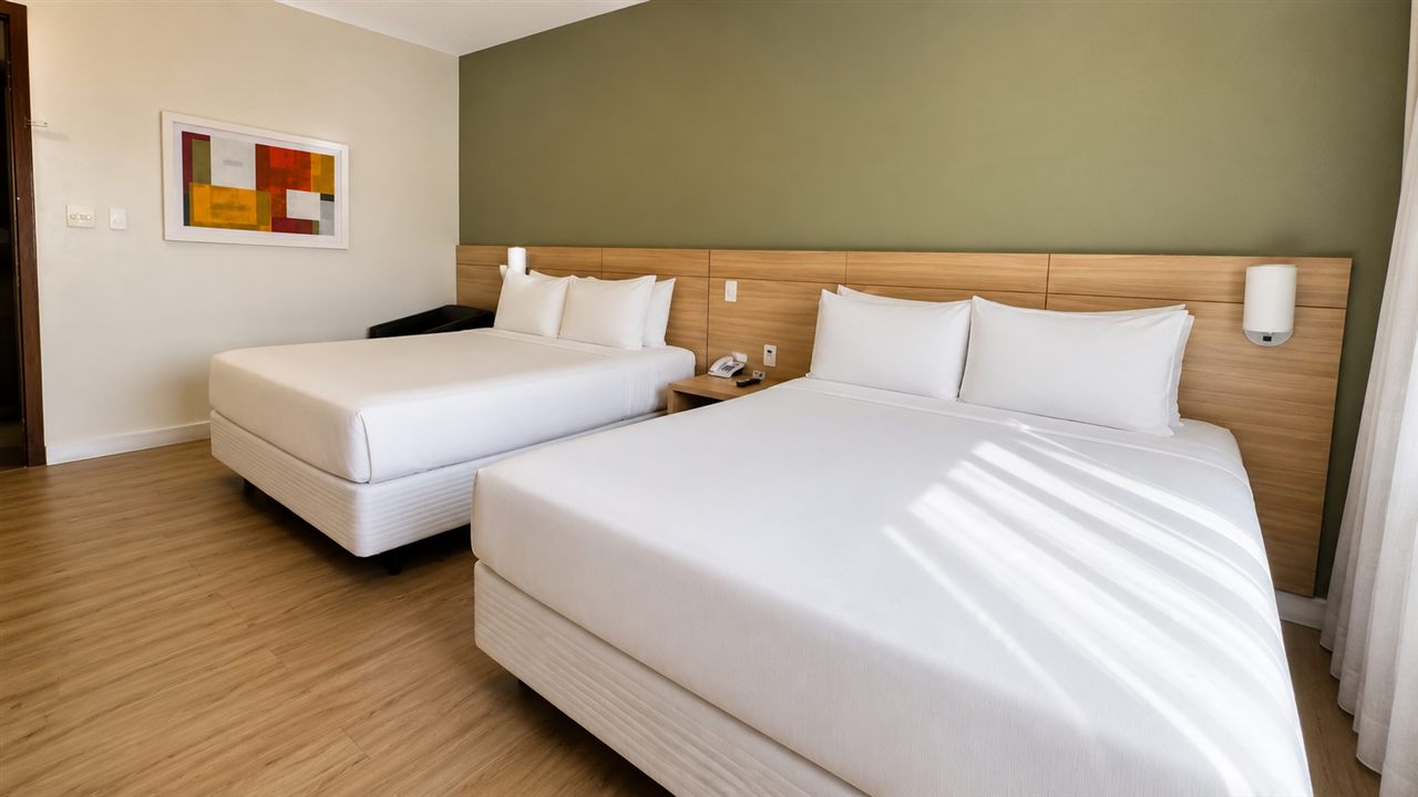 Apartamento Superior dog friendly com duas camas e parede verde